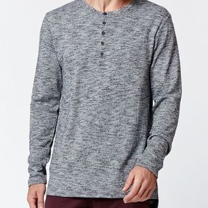 Long sleeve heather gray half buttoned Henley